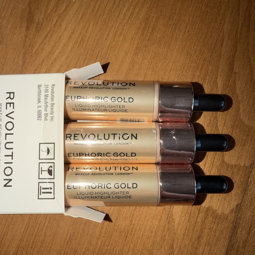 NEW Revolution Liquid Highlighter Euphoric Gold -‎ CASE PACK OF 3
